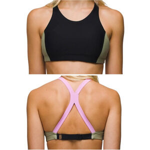 Prana Baja Bound Top Women's S Black Color Block Swim Bikini Beach Vacation